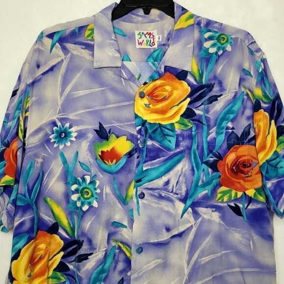 Vintage Jams World Floral Button Down Shirt Size XL - Picture 2 of 8